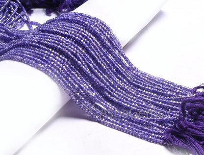 AAA Purple Color Zircon Micro Faceted Machine Cut Beads,3.2 mm Ink Blue Zircon Faceted Rondelle Beads, Cubic Zircon Beads Jewelry Craft SALE