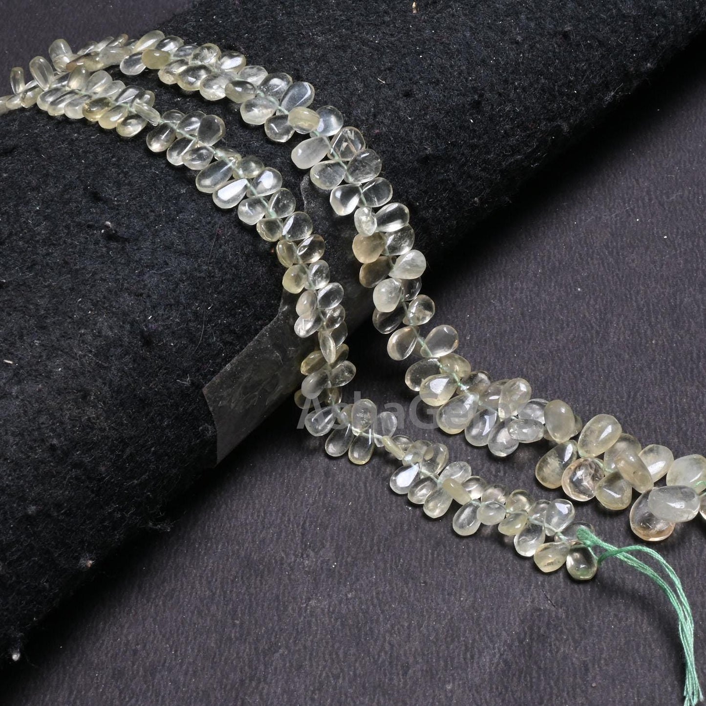 Beautiful Prehnite Smooth Pears Shape Gemstone Beads,9" Strand Natural Light Green Prehnite Teardrop handmade Side Drill Beads Jewelry Craft