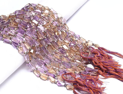 Fine Quality Ametrine faceted Nugget Shape Gemstone Beads,10" Natural Purple Yellow Ametrine Handmade Tumble Indian Cut Ametryn Bead Jewelry