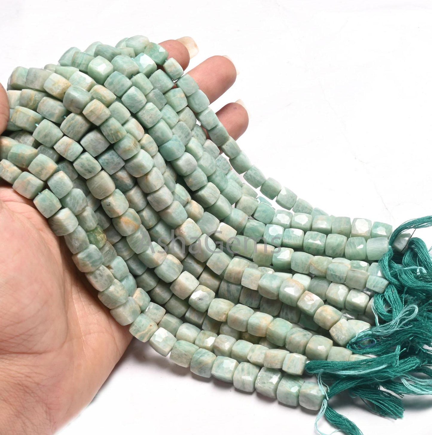 Beautiful Blue Amazonite Faceted Box Shape Gemstone Beads, Natural Amazonite Indian Cut 3D Cube Box Amazonite Bead Jewelry making Craft SALE