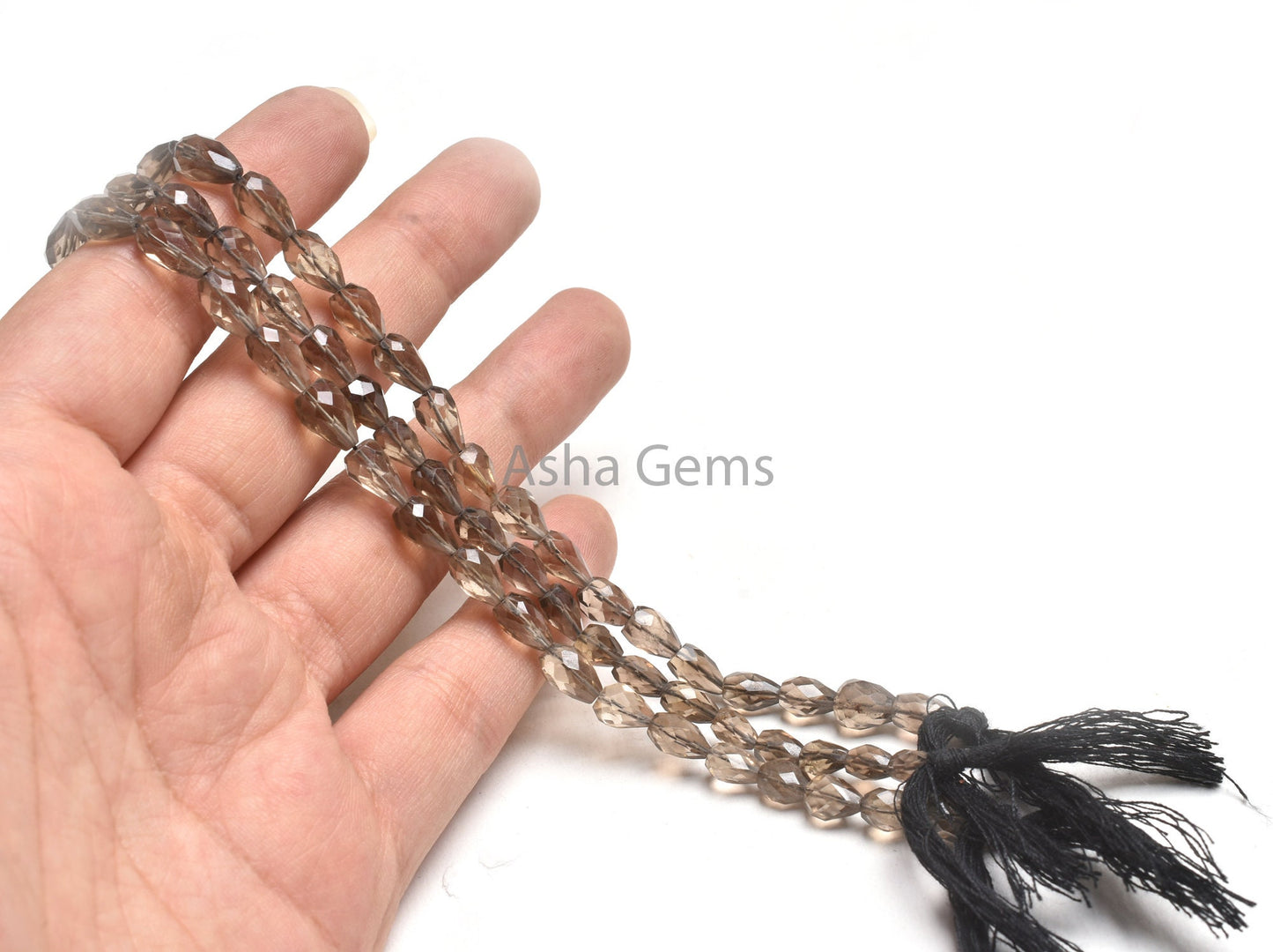 AAA Smoky Quartz Drops Straight Drill Gemstone Beads,5.5-10.5mm Fine Natural Smoky Faceted Indian Cut Teardrop Gemstone Briolette Beads SALE