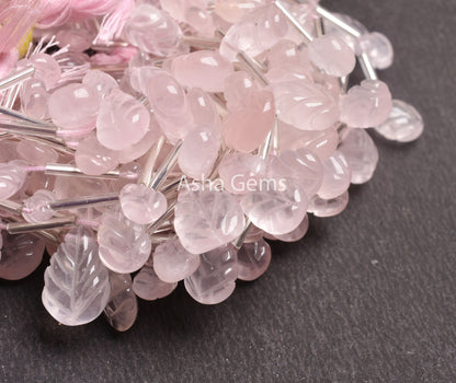 AAA Quality Rose Quartz Fancy Carved Pears Shape Beads, Pink Rose Quartz Carving Teardrop Gemstone Beads Hand Carve Rose Quartz Bead Jewelry