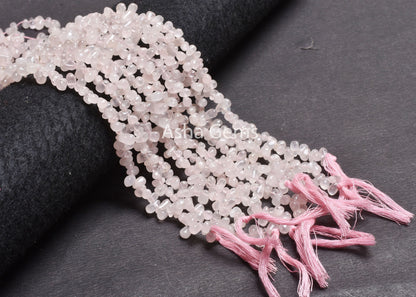 Beautiful Pink Rose Quartz Smooth Drops Shape Beads, Natural Rose Quartz Plain Handmade Teardrop Gemstone Beads, Rose quartz Beads Jewelry