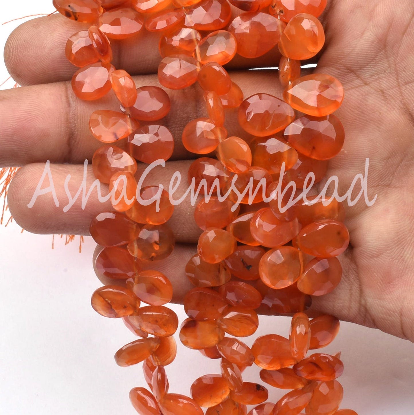 Carnelian Faceted Pear Shape Gemstone Beads, Natural Carnelian Side Drill Teardrop Briolette Indian Cut Beads, Carnelian Beads Jewelry SALE