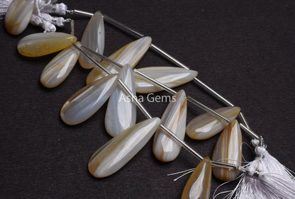 Beautiful Banded Agate Smooth Pear Gemstone Beads, Banded Agate Beads, Natural Agate Fancy Long Teardrop Briolette Beads Handicraft Jewelry
