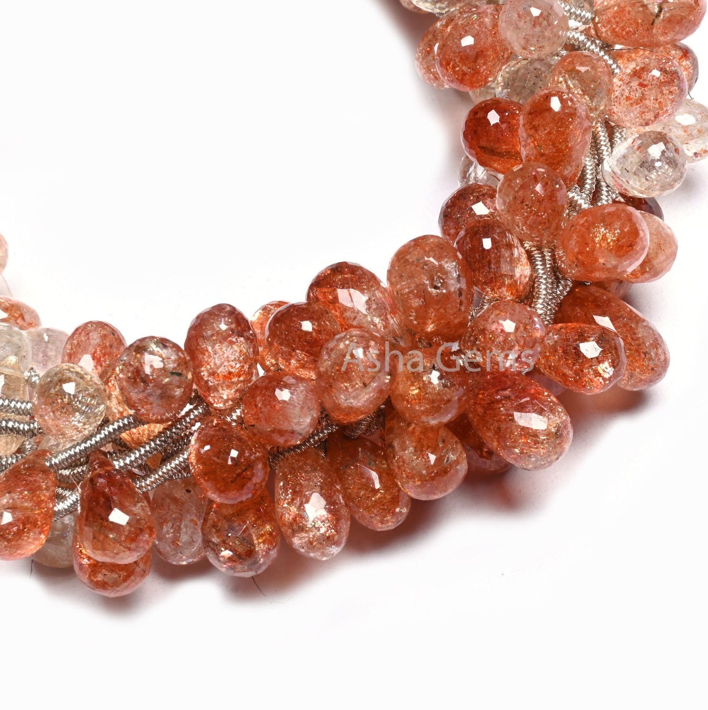 AAA Quality Natural Sunstone Faceted Drop Shape Beads, Shaded Red Orange Sunstone Teardrop Briolette Side Drill Sunstone Bead Jewelry Crafts