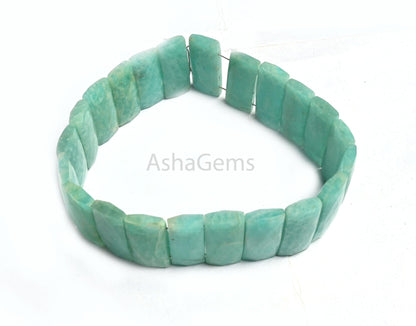 Blue Amazonite Faceted Rectangle Shape Beads, Fine Natural Peru Amazonite Fancy Chiclet Beads For Bracelet, Double Drill Bead Jewelry Making