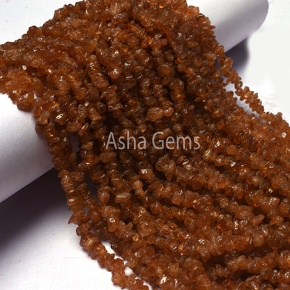 Natural Hessonite Garnet Uncut Chip beads,34" strand Garnet Bead Fine Brown hessonite garnet smooth raw rough Uneven Tiny Chip beads Jewelry