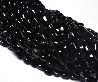 Natural Black Spinel Smooth Oval Shape Beads,13" Strand Spinel Handmade Uneven Oval Shape Beads, Black Spinel Beads For Jewelry Making Craft