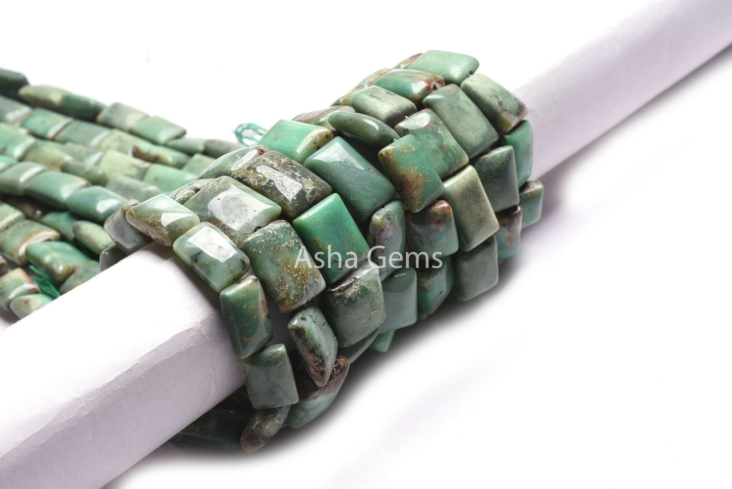 Natural Green Chrysoprase Smooth Chiclet Beads,15"Strand Chrysoprase Beads Gemstone Fancy Handmade Uneven Rectangle Straight Drill Bead SALE