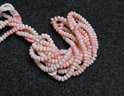 Beautiful Pink Opal Smooth Rondelle Gemstone Beads, Fine Quality Shaded Pink Opal Handmade Roundelle Beads, Opal Bead Jewelry Necklace Craft