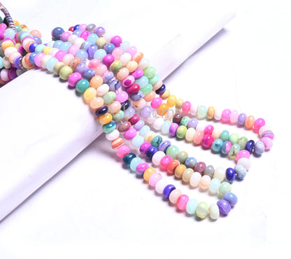 Wonderful Multi Shaded Opal Rondelle Smooth Gemstone Beads, Fine Disco Opal Beads, Mix Color Multi Opal Plain Bead Jewelry Making Craft SALE