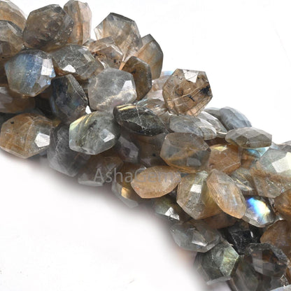 Natural Flash Labradorite Fancy Hexagon Shape Gemstone Beads,8" Multi Fire labradorite Faceted Checker cut Briolette Bead Jewelry Craft SALE