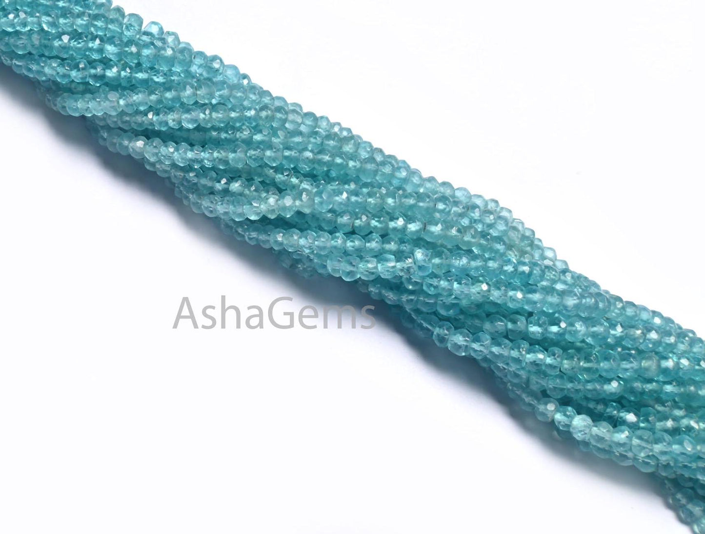 Beautiful Sky Blue Apatite Micro Cut Gemstone Beads, AAA Natural Apatite Faceted Rondelle Shape Apatite Beads Necklace Jewelry Making Crafts