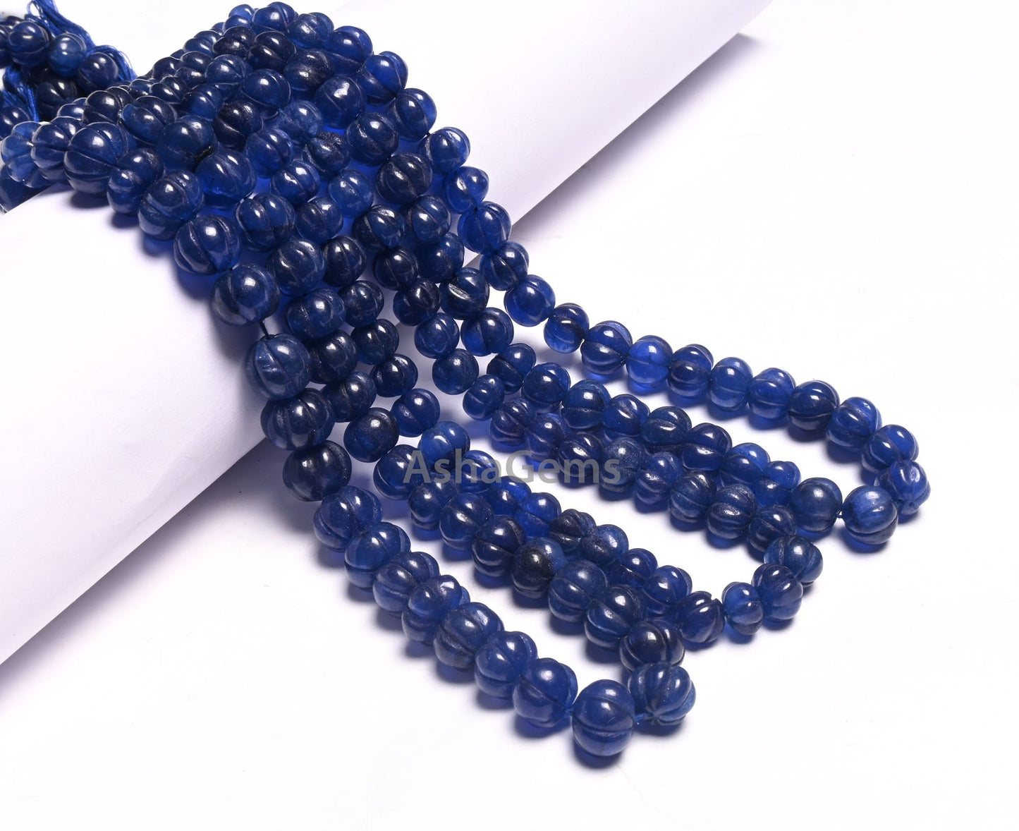 Fine Blue Quartz carved Pumpkin Beads, Blue Quartz carving watermelon Bead Handmade Carve Rondelle Gemstone Melon Bead Jewelry Necklace SALE