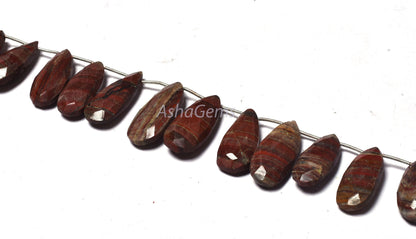 Beautiful Jasper Faceted Teardrop Beads,13 Piece Strand Shaded Red Jasper Pears Briolette Beads, Red Jasper Gemstone Bead Jewelry Craft Sale