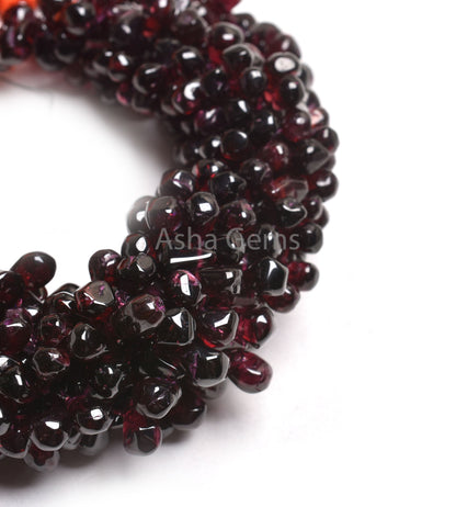 Red Garnet Smooth Drop Shape Gemstone Beads,8" Strand Natural Garnet Plain Handmade Uneven Teardrop Beads Garnet Jewelry making Craft SALE