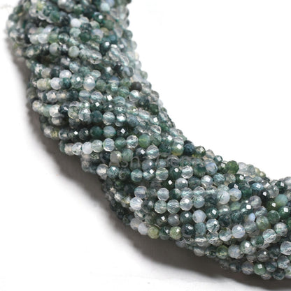 Rare Moss Green Agate Micro Cut Faceted Rondelle Gemstone Beads,2.8 mm Natural Moss agate Beads, Agate Machine Cut Bead Jewelry Crafts SALE