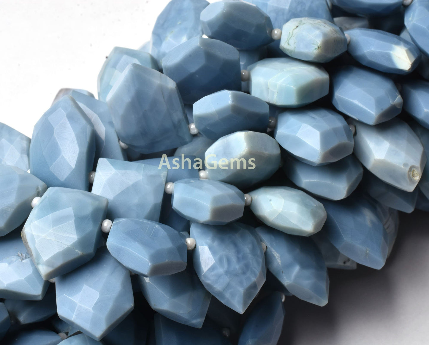 Blue Oregon Opal Faceted Fancy Shape Beads,8" Strand Blue Opal Gate Shape Beads,11-18mm Blue Opal Beads Gemstone Side Drill Beads Jewelry