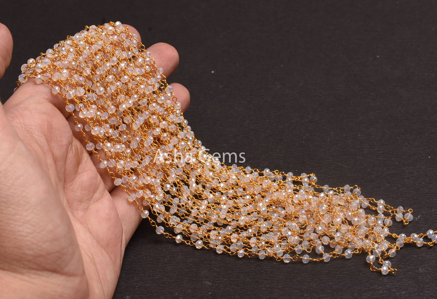 Rainbow Moonstone Hydro Silver Coated Faceted Rondelle Shape Beaded Rosary Chain By Feet Gold Plated Wire Wrapped Chain For Necklace Jewelry