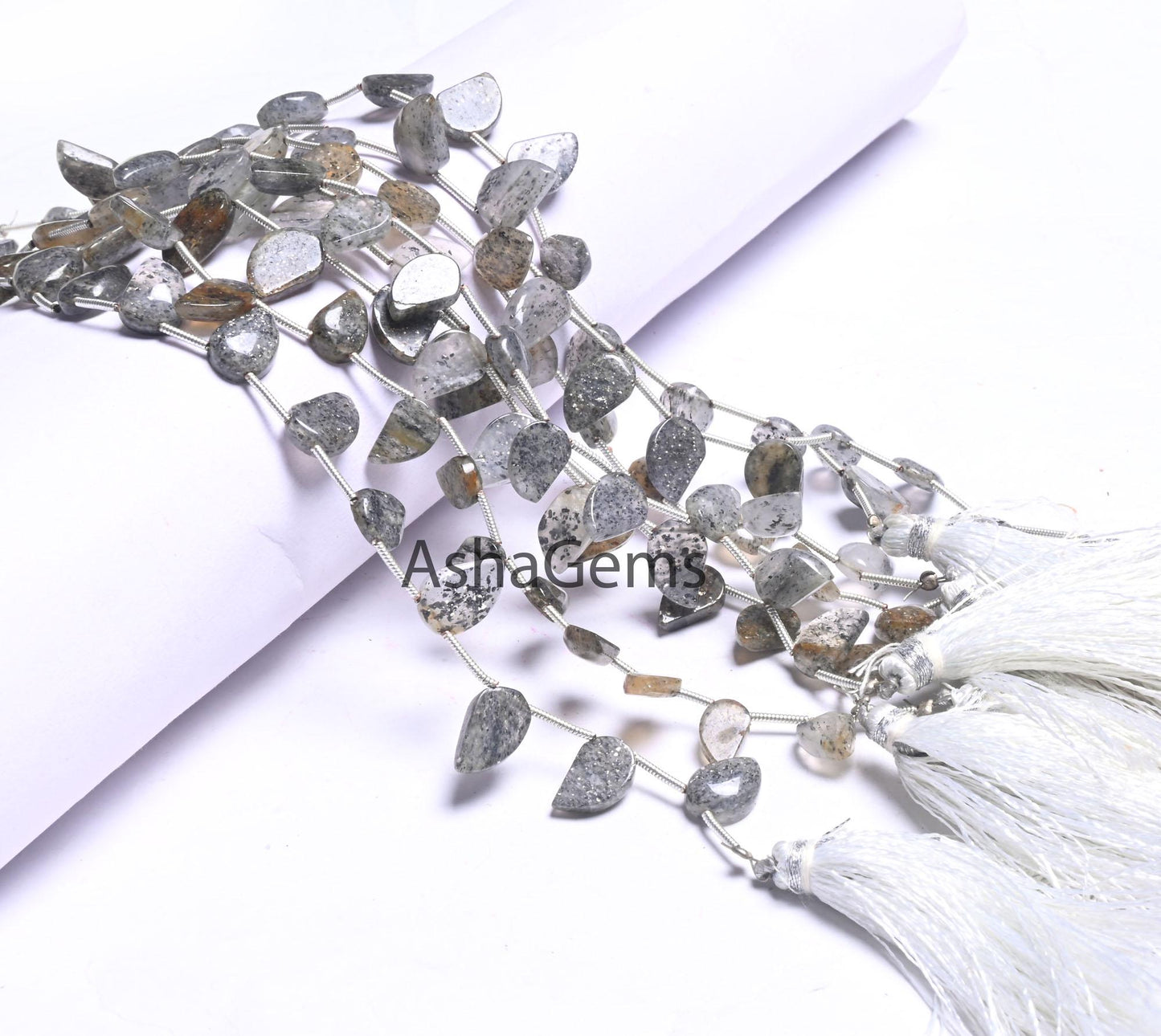 Beautiful Black sunstone Fancy Shape Gemstone Side Drill Beads,7" Fine Sunstone Keri Shape Handmade Beads, Black sunstone Bead Jewelry Craft