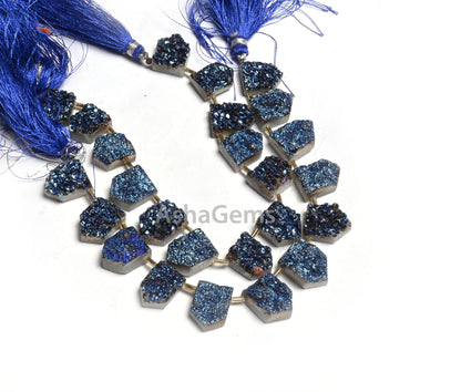 Titanium Mystic Blue Coated Druzy Fancy Gate Shape Gemstone Loose Beads, Drusy Fancy Shape Raw Slice Titanium Druzy Beads Jewelry Craft SALE