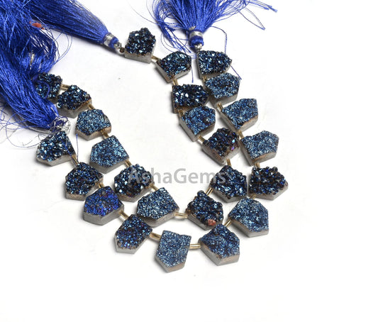 Titanium Mystic Blue Coated Druzy Fancy Gate Shape Gemstone Loose Beads, Drusy Fancy Shape Raw Slice Titanium Druzy Beads Jewelry Craft SALE