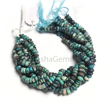 Natural Chrysocolla Smooth Rondelle Shape Gemstone Loose Beads,9" Blue chrysocolla Plain Handmade beads, Chrysocolla Bead Jewelry Craft SALE