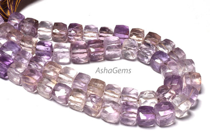 Beautiful shaded Blue ametrine faceted 3D Cube Box Gemstone beads, Genuine Ametrine box Beads, Fine Quality Ametrine Beads For Jewelry SALE