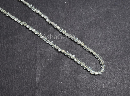 AAA Quality Prehnite faceted Coin Shape Gemstone Loose Beads, Natural Light Green  Prehnite Tiny Coin Briolette Beads Jewelry Makings Crafts