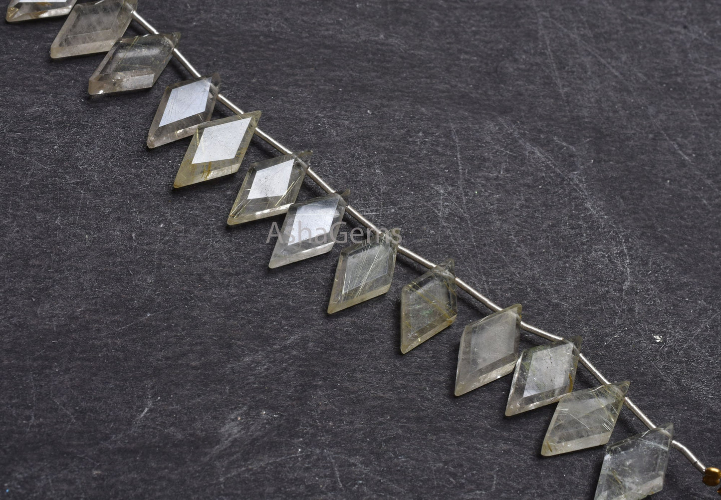 Natural Golden Rutile Quartz Faceted Rhombus Shape Gemstone Beads,9-18mm Fine Rutile Fancy Rhombus Straight Drill Bead Jewelry making Crafts