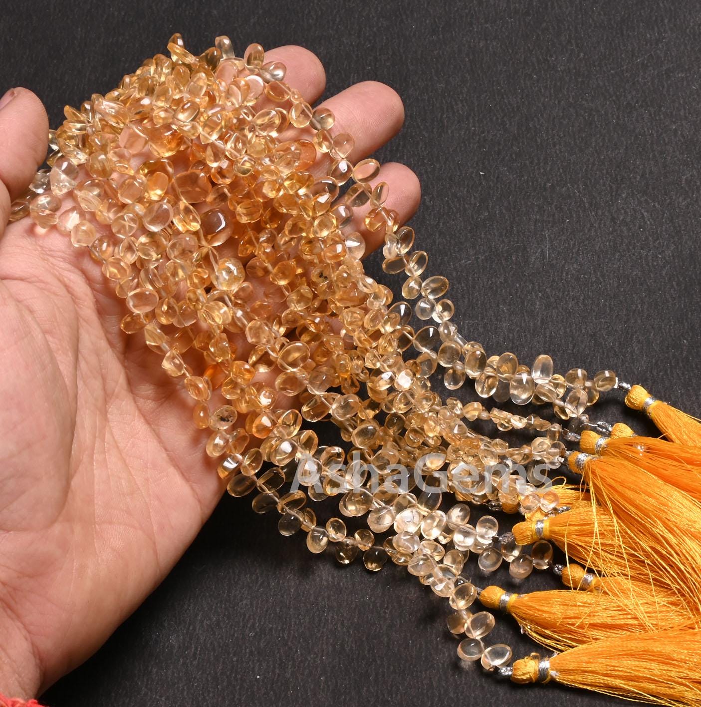 Beautiful Yellow Citrine Smooth Oval cabochon Side Drill Beads,8" Fine Natural Citrine Quartz Plain Handmade Oval Gemstone Bead Jewelry SALE