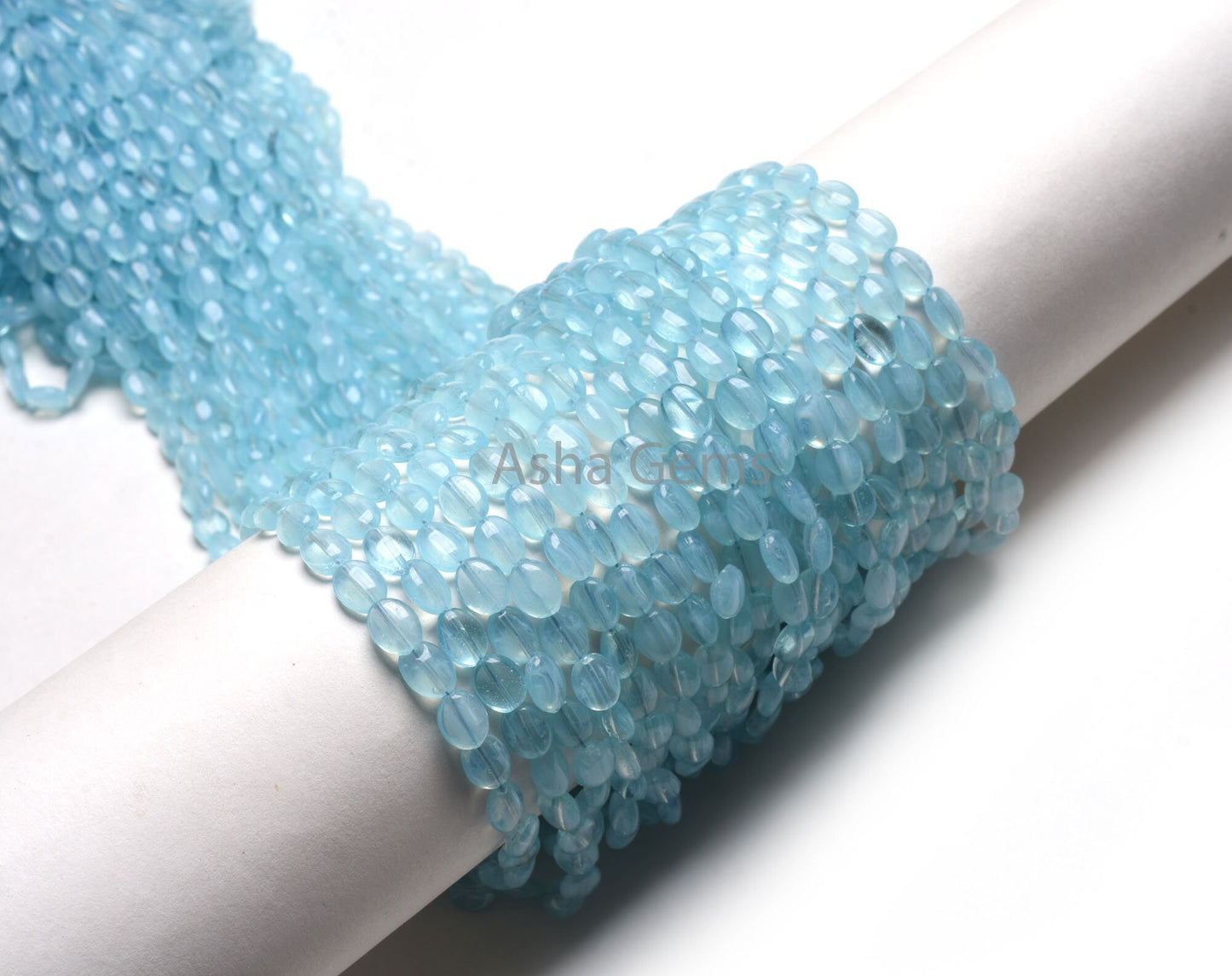 14" Strand Fine Sky Blue Quartz Hydro Smooth Oval Handmade Beads, 6.5-8.5 mm Blue Hydro Plain Handmade Oval Shape Beads Jewelry Crafts SALE