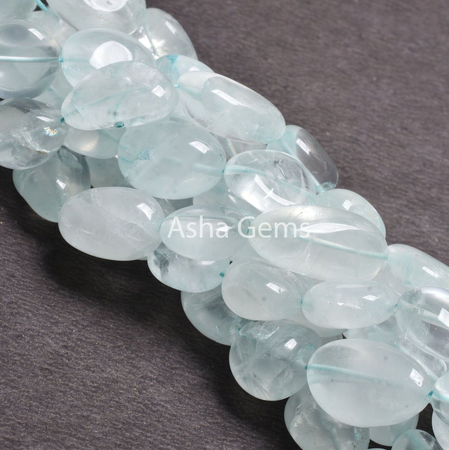 13" Strand Blue Aquamarine Smooth Handmade Nugget Gemstone Beads, Natural Aquamarine Uneven Tumble Straight Drill Loose Beads Jewelry Crafts (22245)