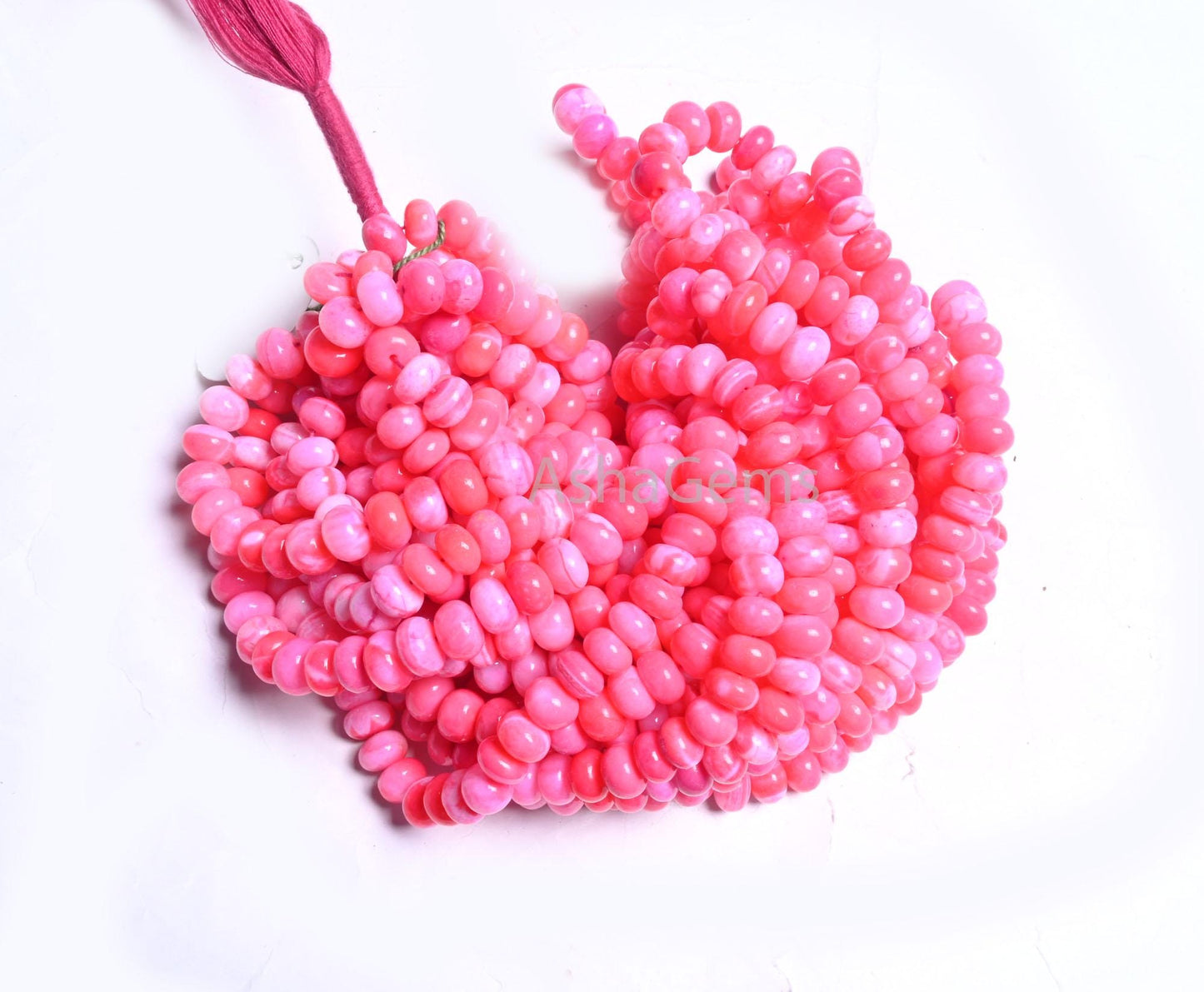 Beautiful Pink Opal Smooth Rondelle Beads,8/16"Strand Hot Pink Opal Shaded Handmade Gemstone Bead, Opal Bead For Necklace Jewelry Craft SALE