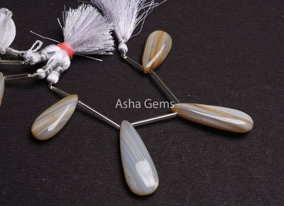 Beautiful Banded Agate Smooth Pear Gemstone Beads, Banded Agate Beads, Natural Agate Fancy Long Teardrop Briolette Beads Handicraft Jewelry