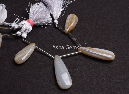 Beautiful Banded Agate Smooth Pear Gemstone Beads, Banded Agate Beads, Natural Agate Fancy Long Teardrop Briolette Beads Handicraft Jewelry