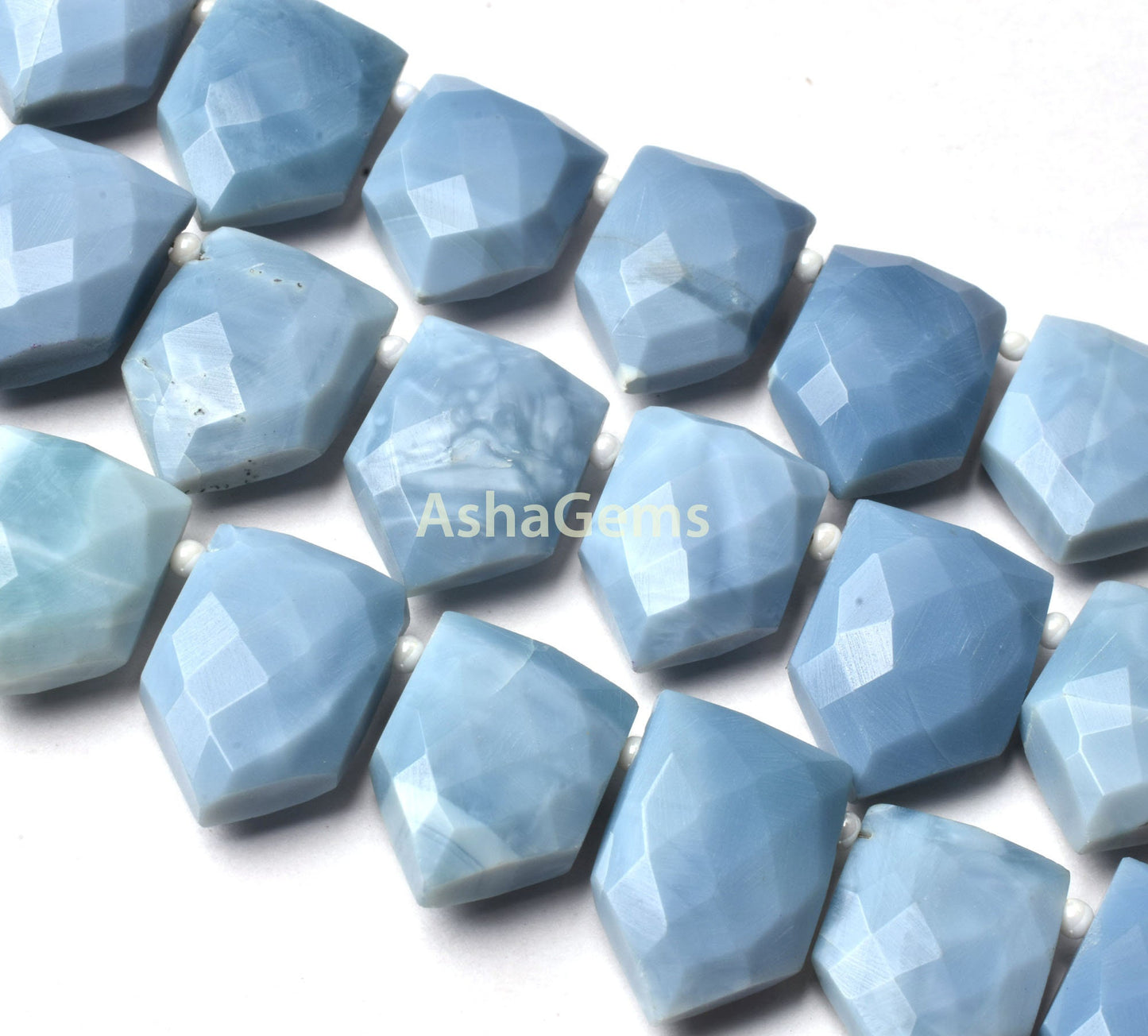 Blue Oregon Opal Faceted Fancy Shape Beads,8" Strand Blue Opal Gate Shape Beads,11-18mm Blue Opal Beads Gemstone Side Drill Beads Jewelry