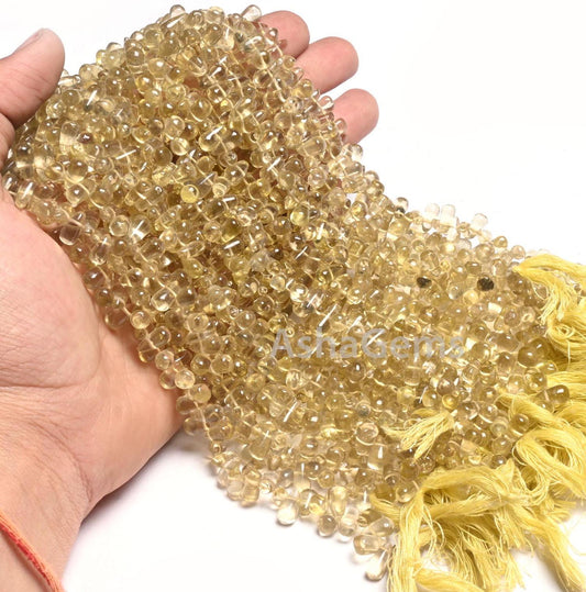 Natural Yellow Lemon Quartz Plain handmade drops Gemstone Beads, Beautiful Lemon Smooth Teardrop Side Drill Gemstone Bead Jewelry Craft SALE
