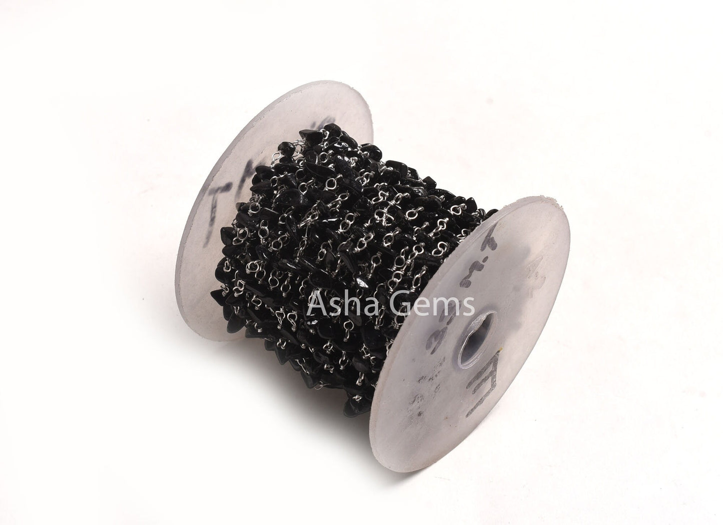 1,3,5,25 Foot, Natural Black Tourmaline uncut Chip Beads Rosary Chain Silver Plated wire Bulk Roll Tourmaline Beaded Rosary Chain For Crafts