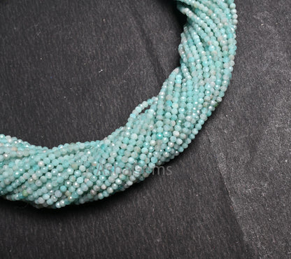 Beautiful Blue Amazonite Micro Cut Faceted Rondelle Beads,2.25 mm Natural Amazonite Machine Cut Tiny Gemstone Amazonite Beads Jewelry Crafts