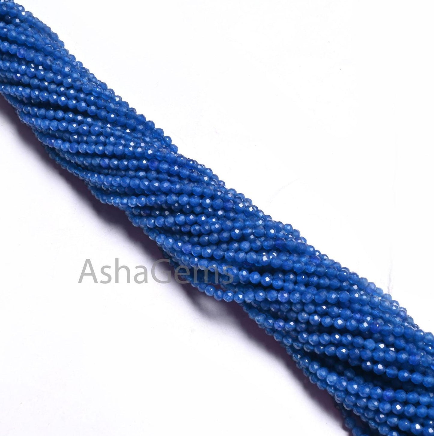 2.25 mm Beautiful Neon Blue Jade Quartz Micro Cut Tiny Beads, AAA Royal Blue Chalcedony Color Faceted Rondelle Machine Cut Bead Jewelry SALE