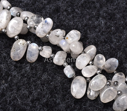 Rainbow Moonstone Smooth Oval Shape Beads, Natural Fire Rainbow Side Drill Oval Beads, White rainbow Plain uneven Oval Handmade Bead Jewelry