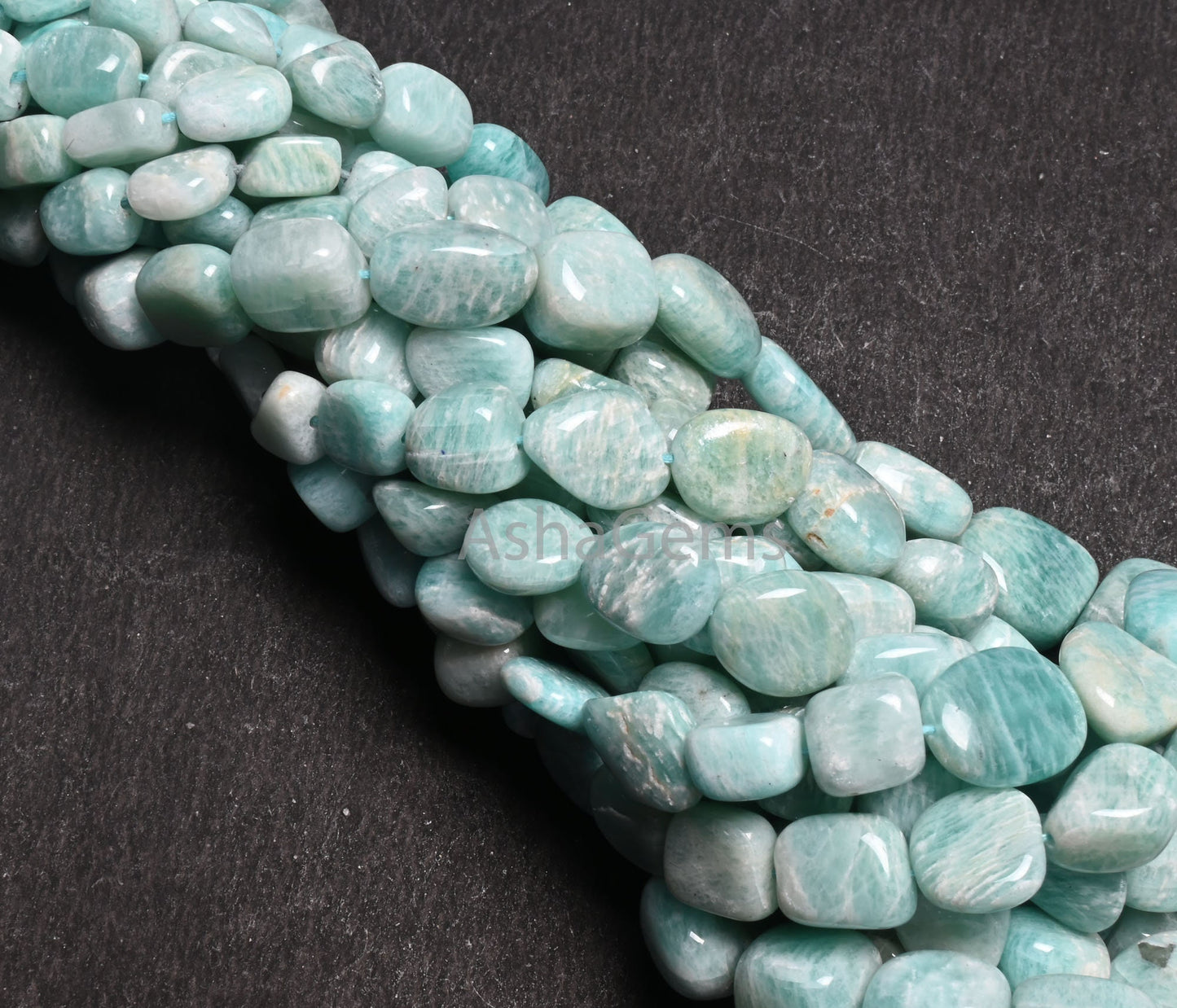 Fine Quality Amazonite Smooth Handmade Nugget Gemstone Loose Beads,9/18" Natural Blue Amazonite Tumble Graduation Size Bead Necklace Jewelry (AG 22305)
