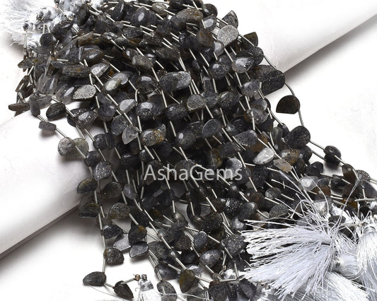 Beautiful Black sunstone Fancy Shape Beads,8" Strand Sunstone Side Drill Keri Shape Gemstone Handmade Beads Sunstone Beads For Jewelry Craft