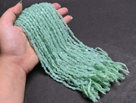 Beautiful Light Green Quartz Hydro Smooth Oval Shape Handmade Beads,13"Green Aventurine Color Hydro Plain Oval Loose Bead Jewelry Craft SALE