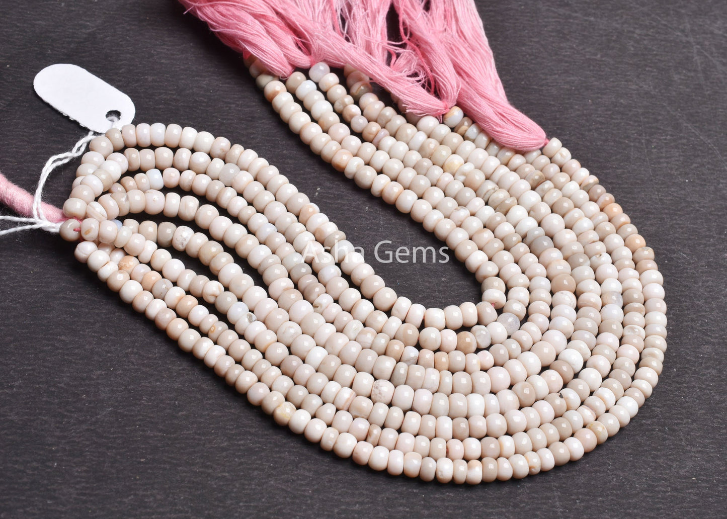 9" Strand Opal Smooth Rondell Shape Beads, Shaded Pink Peach Opal Beads,5.50, 6 mm Bio Pink Opal Plain Handmade Gemstone Beads Jewelry Craft