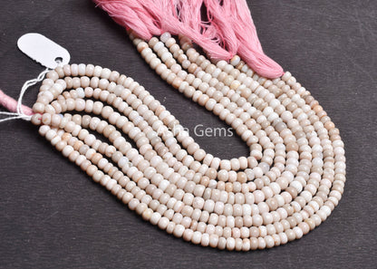 9" Strand Opal Smooth Rondell Shape Beads, Shaded Pink Peach Opal Beads,5.50, 6 mm Bio Pink Opal Plain Handmade Gemstone Beads Jewelry Craft