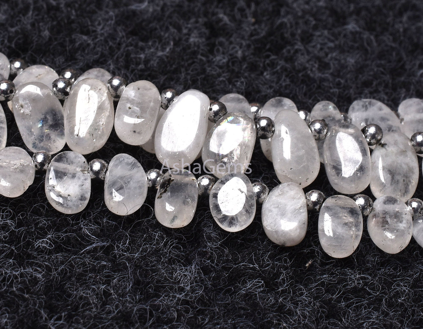 Amazing Flash Rainbow Moonstone Beads, Natural White Moonstone Loose Beads, Handmade Uneven Oval Shape Beads For Jewelry Making Crafts SALE