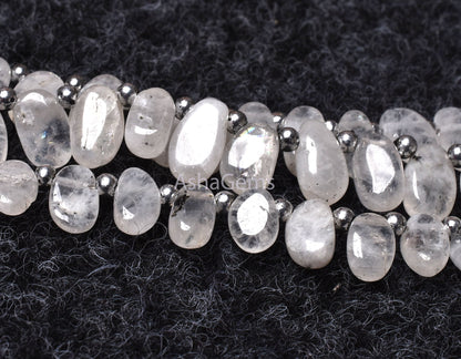 Amazing Flash Rainbow Moonstone Beads, Natural White Moonstone Loose Beads, Handmade Uneven Oval Shape Beads For Jewelry Making Crafts SALE